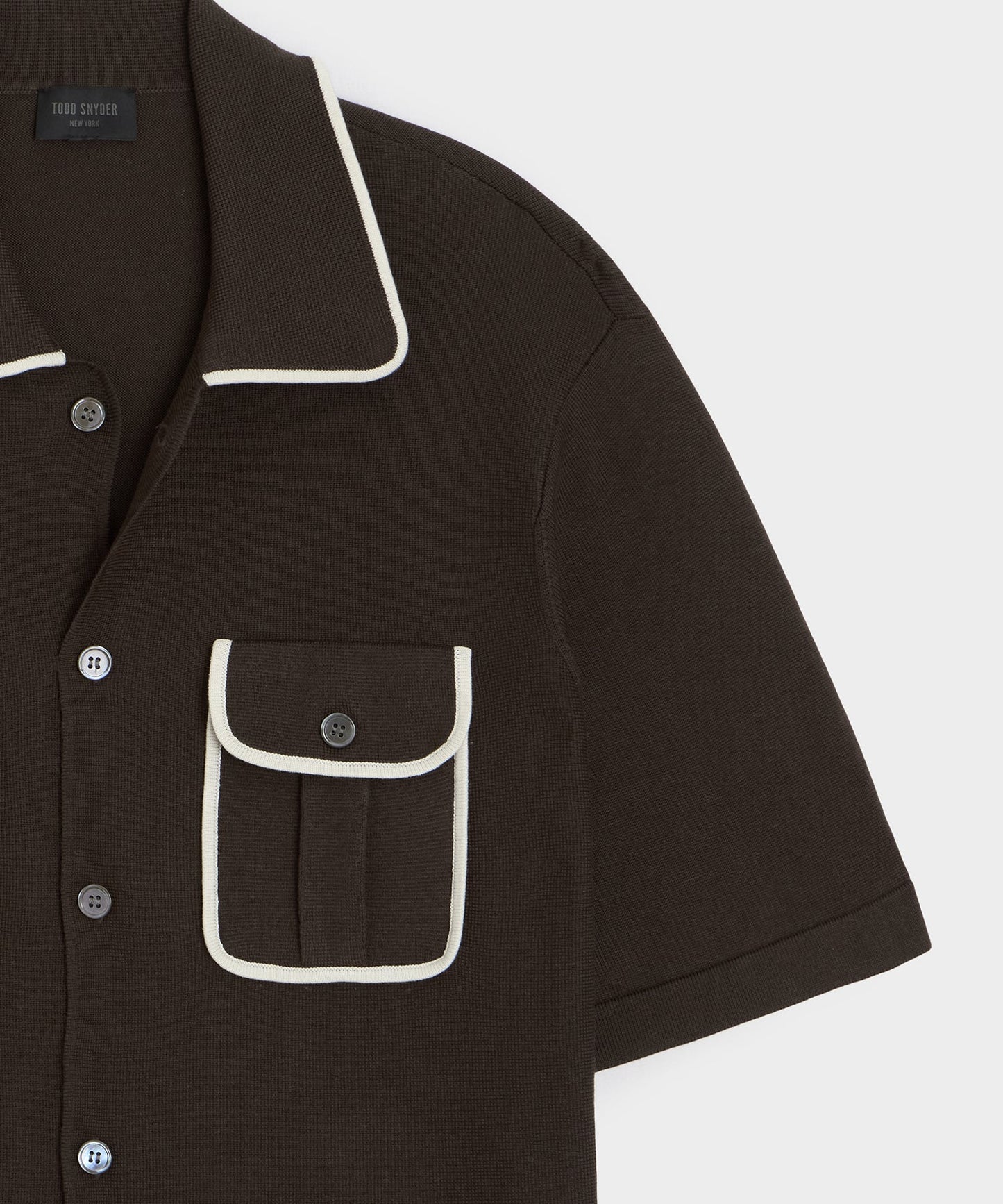 Todd Snyder Wynwood Sweater Polo in Tipped Saddle Brown Saddle Brown