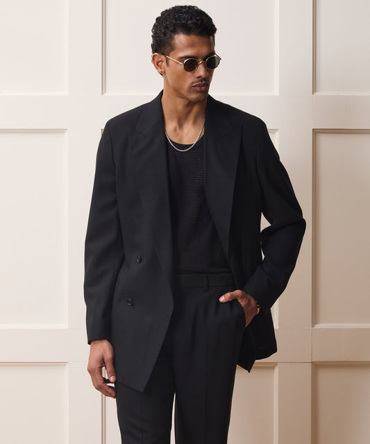 Todd Snyder Italian Wool Double-Breasted Hollywood Jacket in Black Black