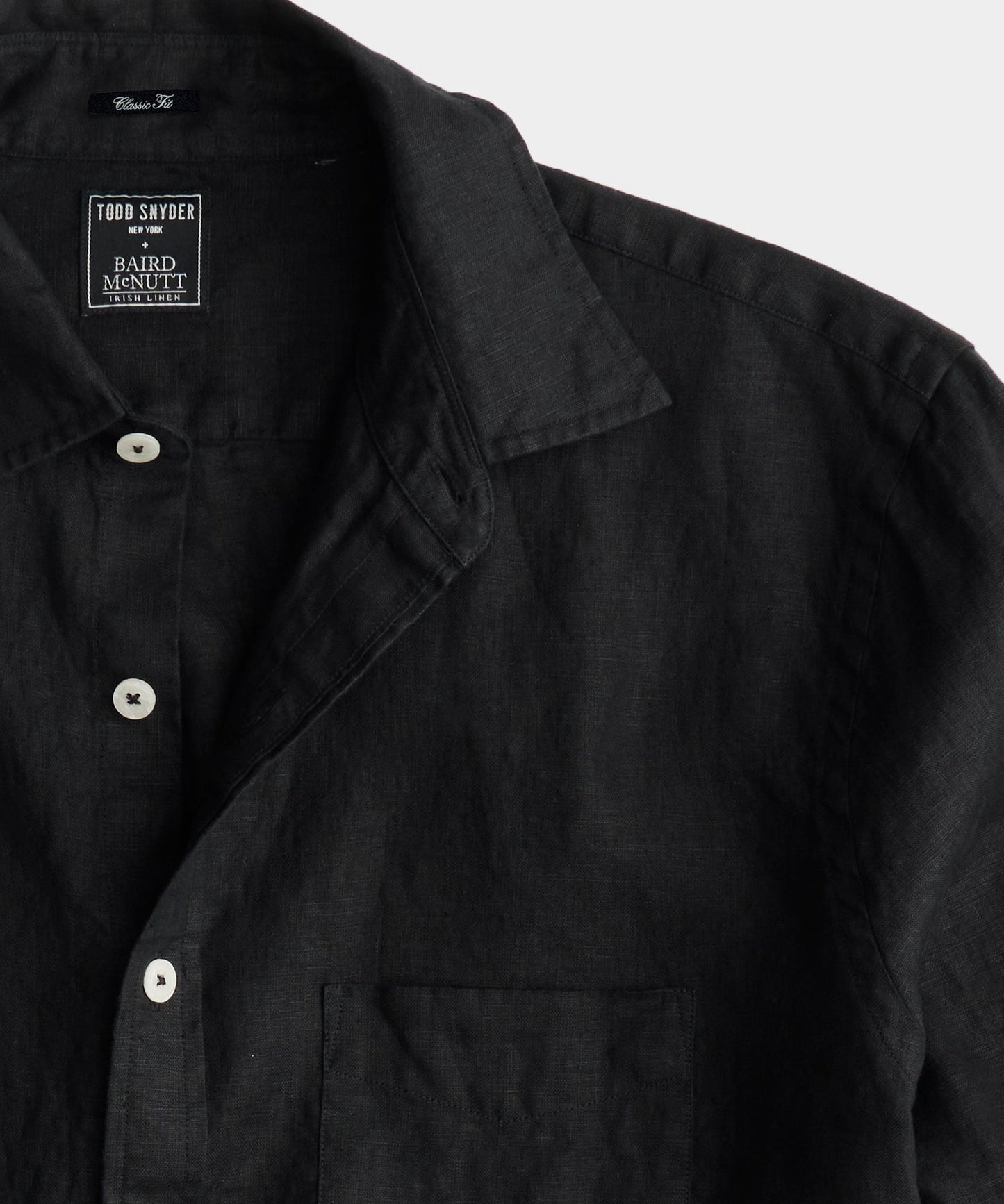 Todd Snyder Slim Sea Soft Irish Linen Point Collar Shirt in Black Black