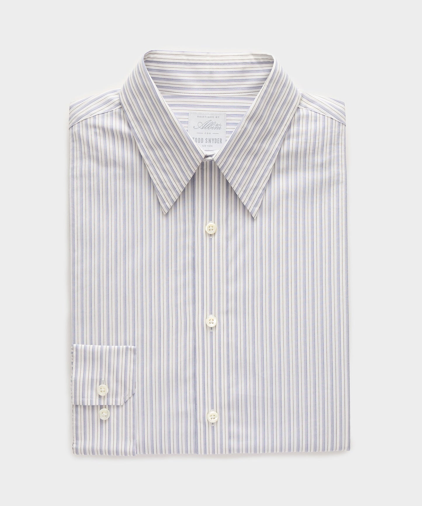 Todd Snyder Long Point Collar Dress Shirt in Blue Stripe Blue