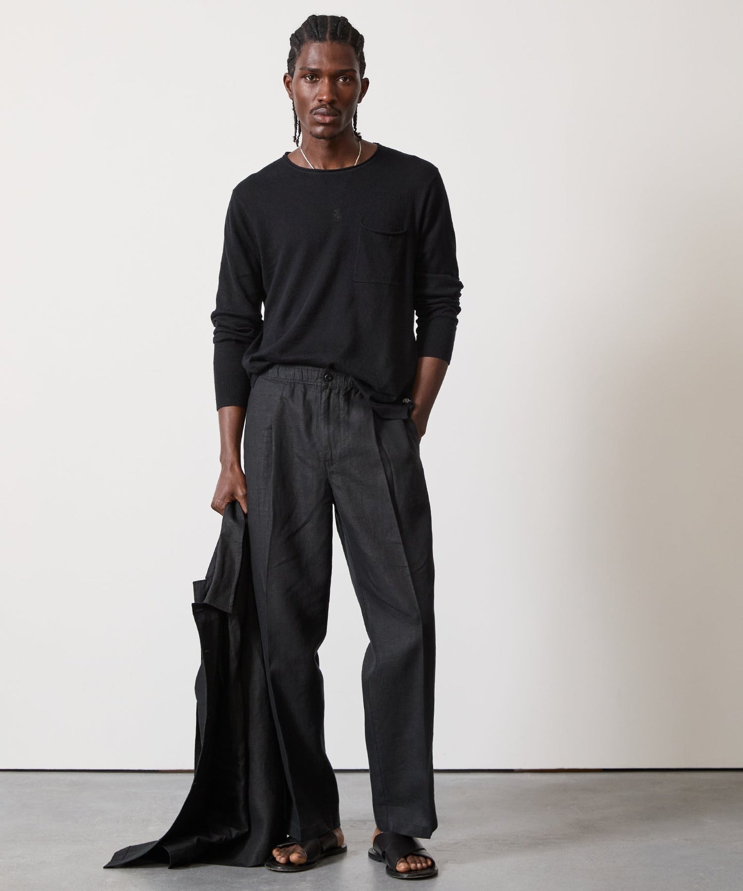 Todd Snyder Linen Shore Sweater in Black Black