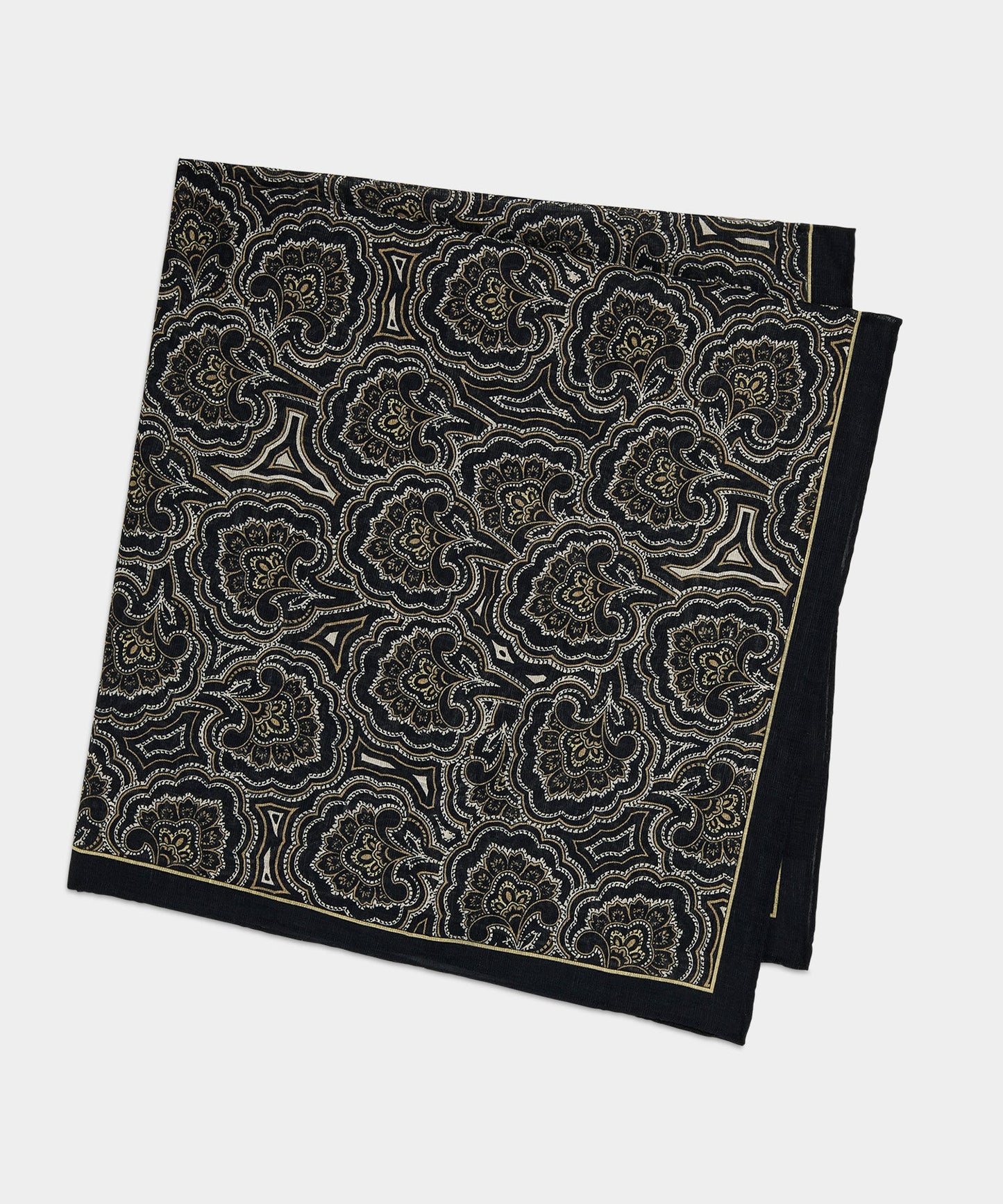 Todd Snyder Italian Neckerchief in Black Paisley Black