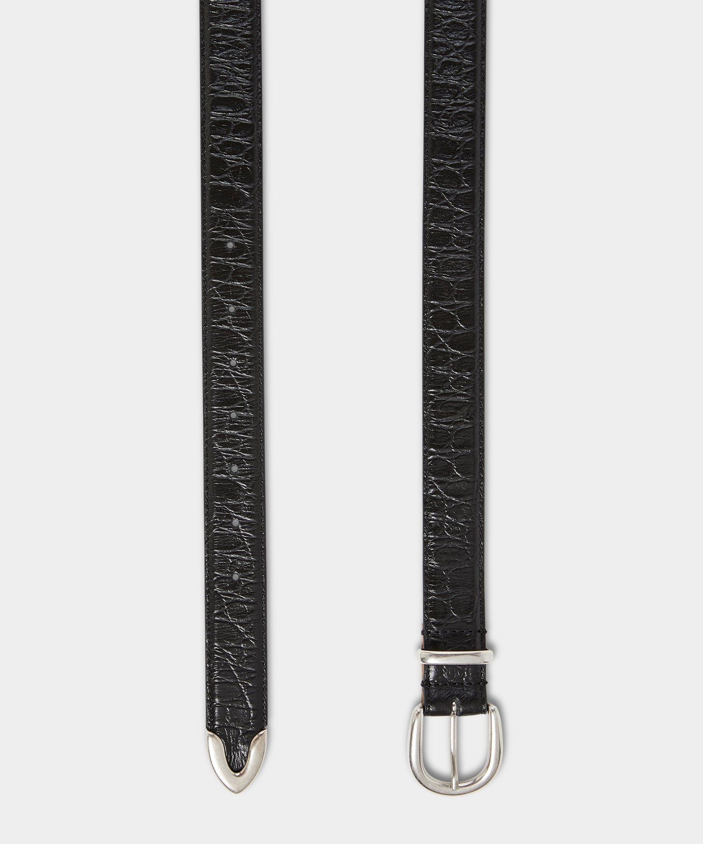 Todd Snyder Italian Crocodile Embossed Leather Belt Black
