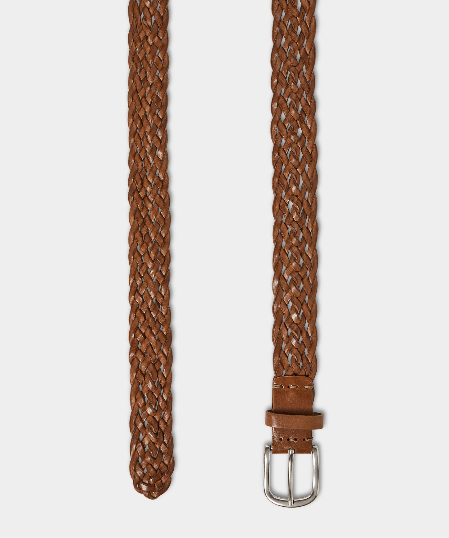 Todd Snyder Italian Leather Braided Belt Saddle Brown