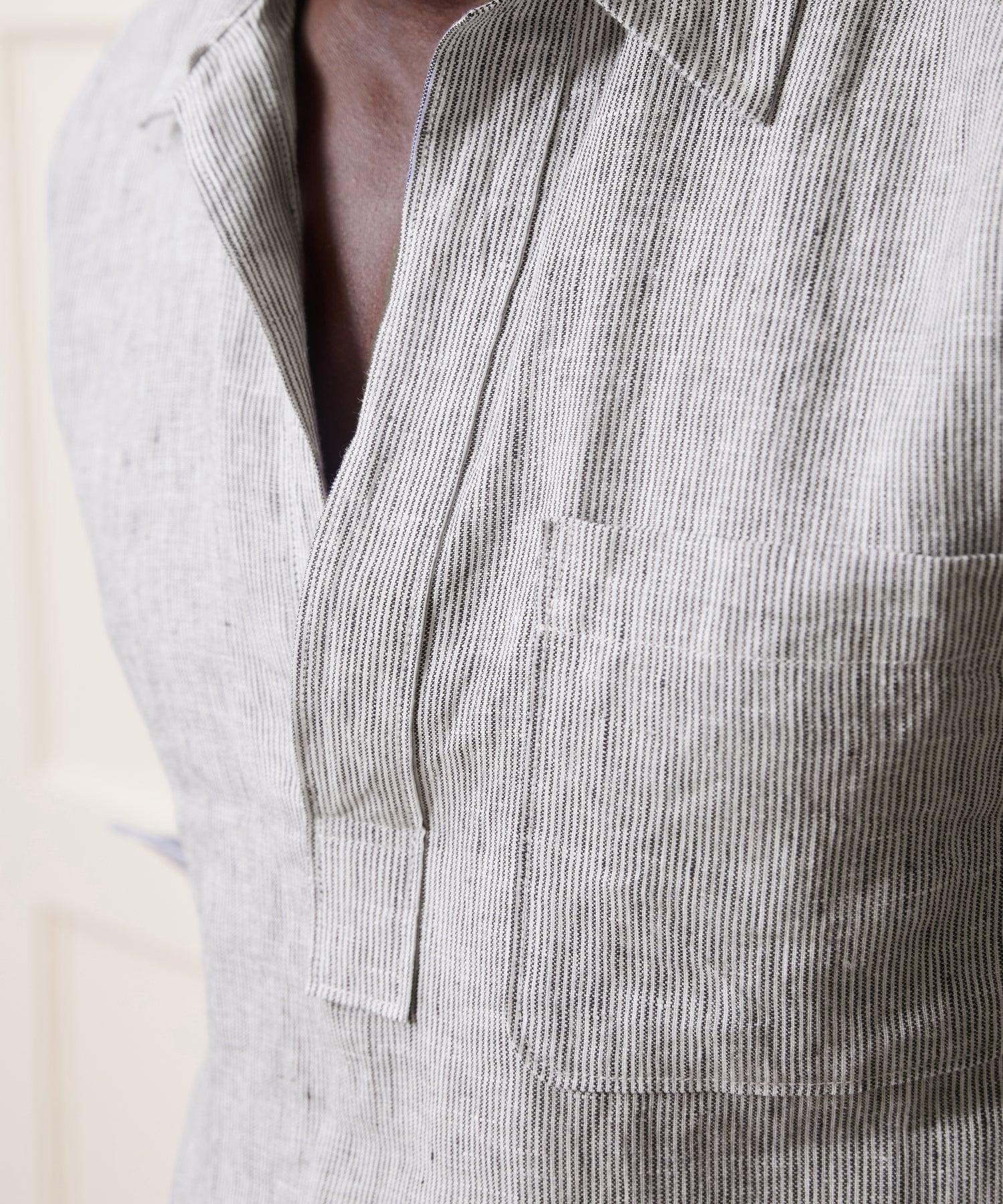 Todd Snyder Linen Popover Shirt in Blue Stripe Blue