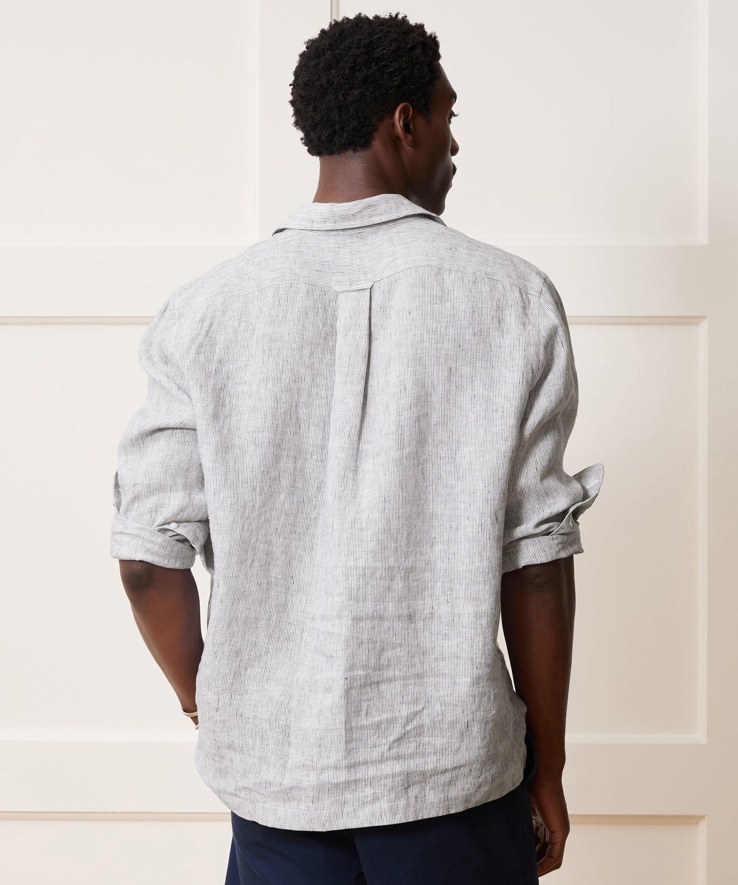 Todd Snyder Linen Popover Shirt in Blue Stripe Blue