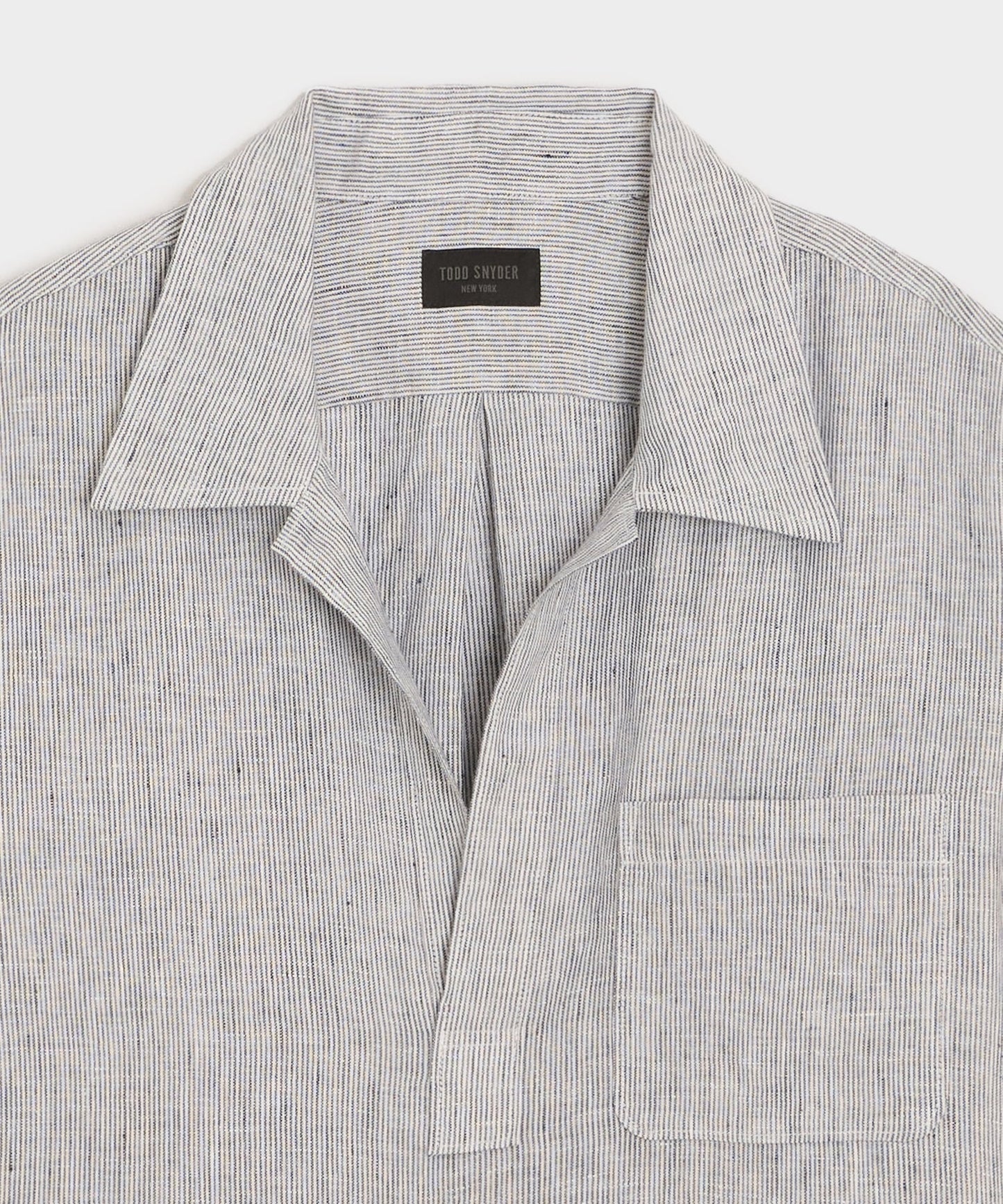 Todd Snyder Linen Popover Shirt in Blue Stripe Blue