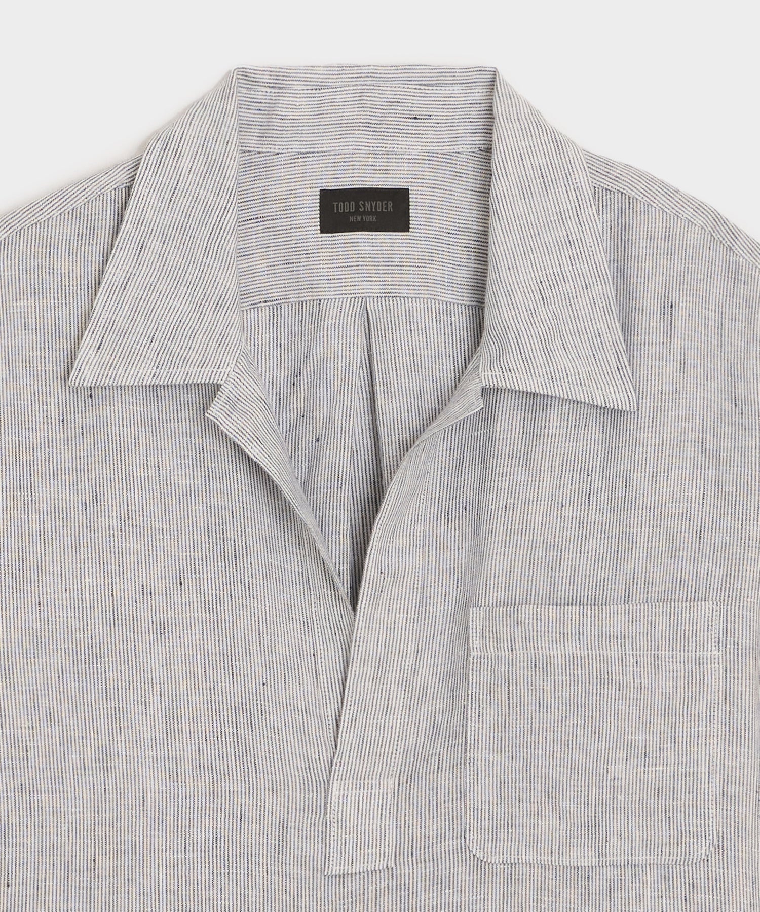Todd Snyder Linen Popover Shirt in Blue Stripe Blue