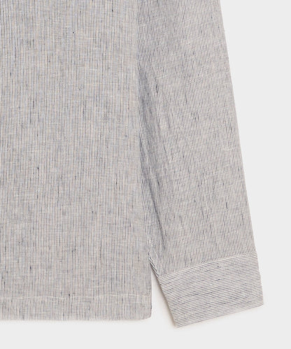 Todd Snyder Linen Popover Shirt in Blue Stripe Blue