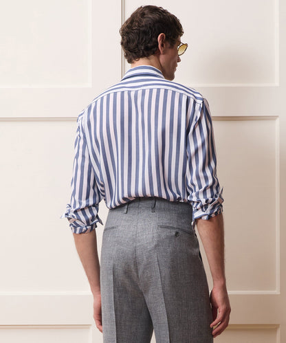 Todd Snyder Long Sleeve Canopy Point Collar Shirt in Navy Stripe Navy Stripe