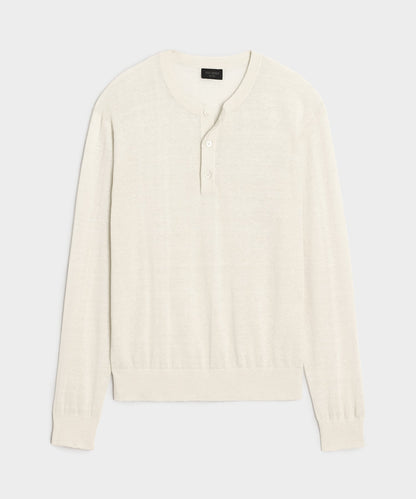 Todd Snyder Linen-Cotton Henley Sweater in Bisque Bisque