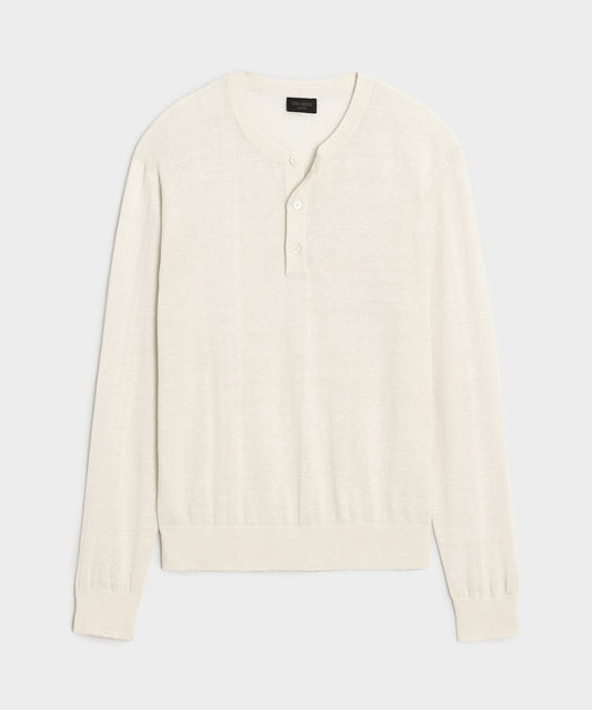 Todd Snyder Linen-Cotton Henley Sweater in Bisque Bisque