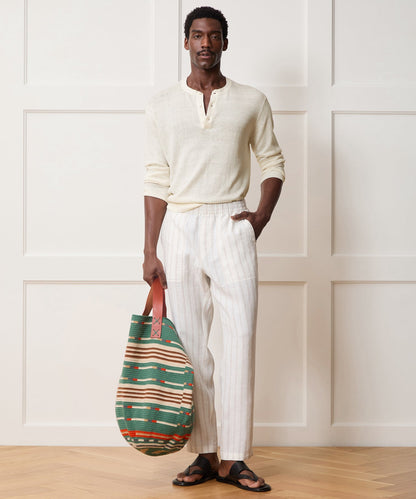 Todd Snyder Linen-Cotton Henley Sweater in Bisque Bisque