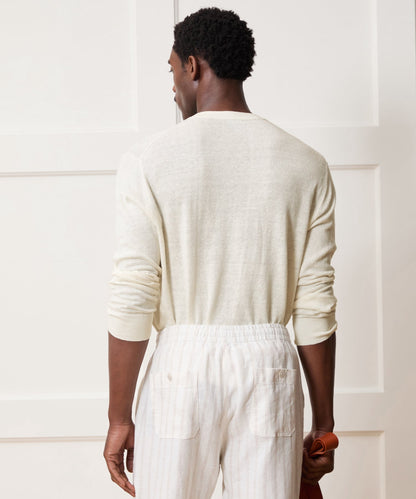 Todd Snyder Linen-Cotton Henley Sweater in Bisque Bisque