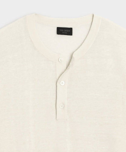Todd Snyder Linen-Cotton Henley Sweater in Bisque Bisque
