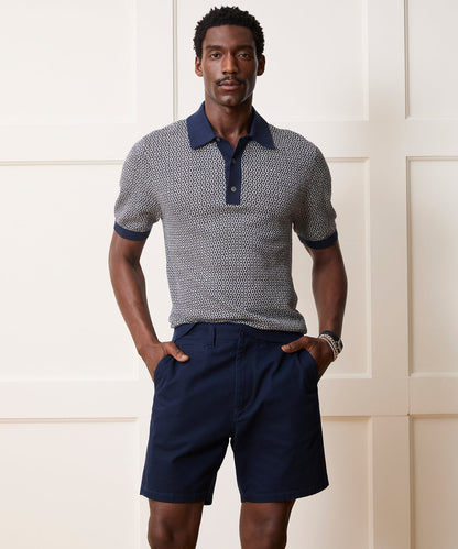 Todd Snyder Joshua Sweater Polo in Navy Batik Geo Navy Batik