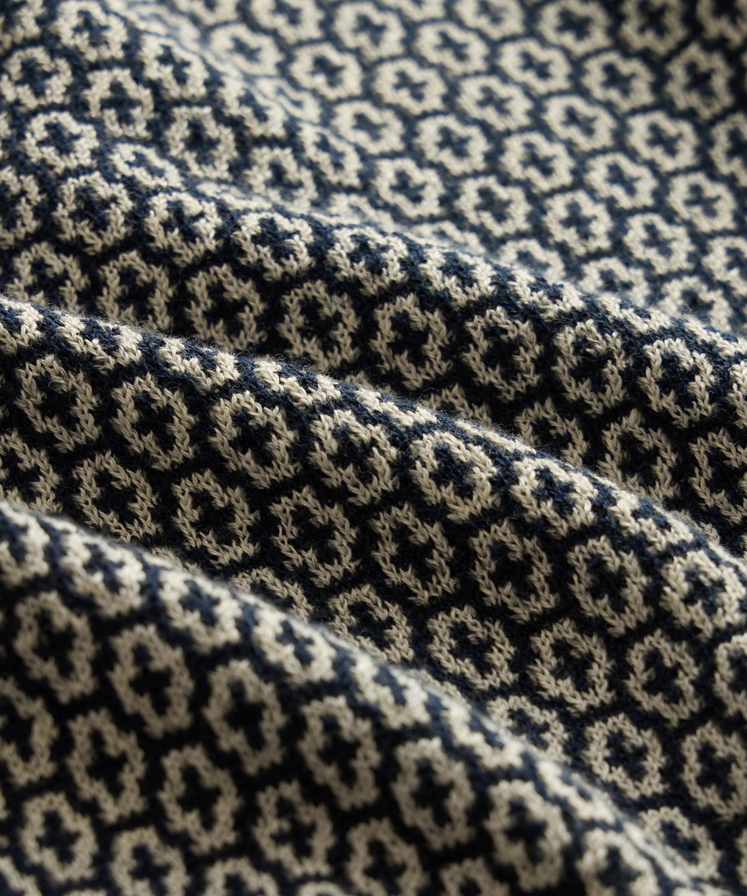 Todd Snyder Joshua Sweater Polo in Navy Batik Geo Navy Batik