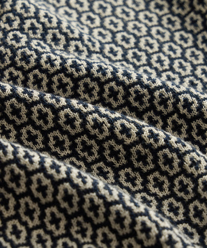 Todd Snyder Joshua Sweater Polo in Navy Batik Geo Navy Batik