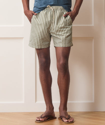 Todd Snyder 5" Montauk Swim Trunk in Olive Olive