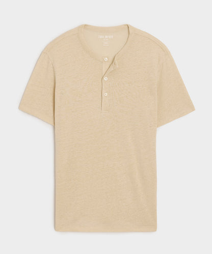Todd Snyder Linen Henley in Sand Dollar Sand Dollar