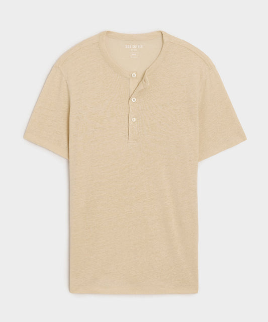 Todd Snyder Linen Henley in Sand Dollar Sand Dollar