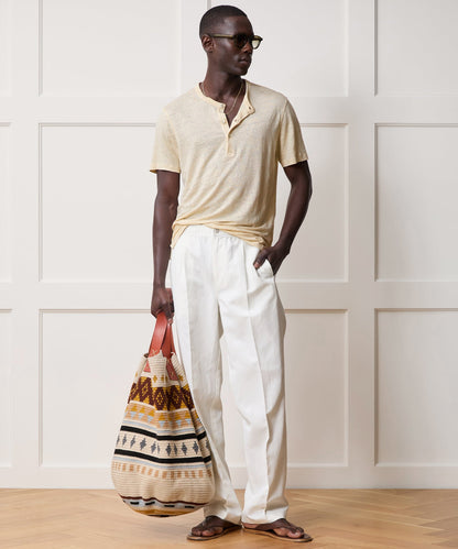 Todd Snyder Linen Henley in Sand Dollar Sand Dollar