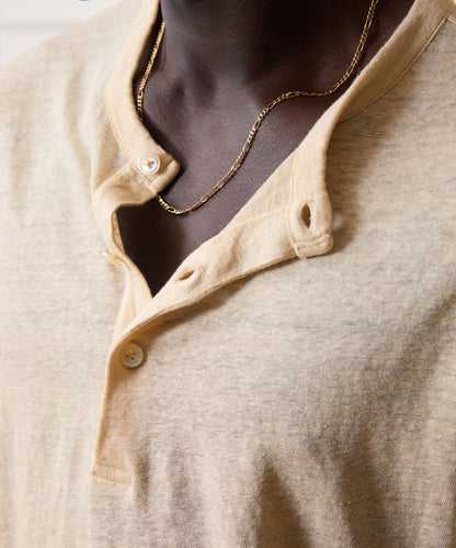 Todd Snyder Linen Henley in Sand Dollar Sand Dollar