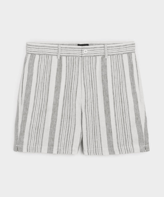 Todd Snyder 5" Linen Beachcomber Short in Grey Stripe Grey Stripe