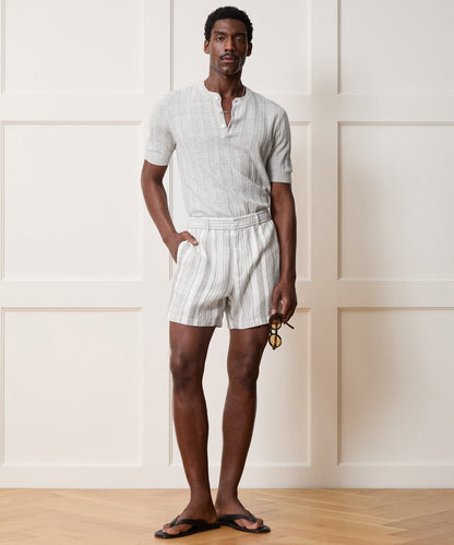 Todd Snyder 5" Linen Beachcomber Short in Grey Stripe Grey Stripe