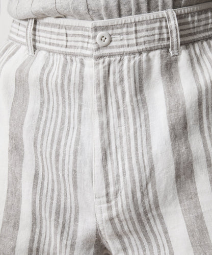 Todd Snyder 5" Linen Beachcomber Short in Grey Stripe Grey Stripe
