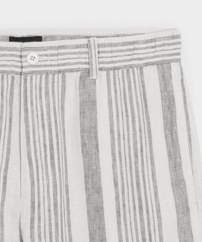 Todd Snyder 5" Linen Beachcomber Short in Grey Stripe Grey Stripe