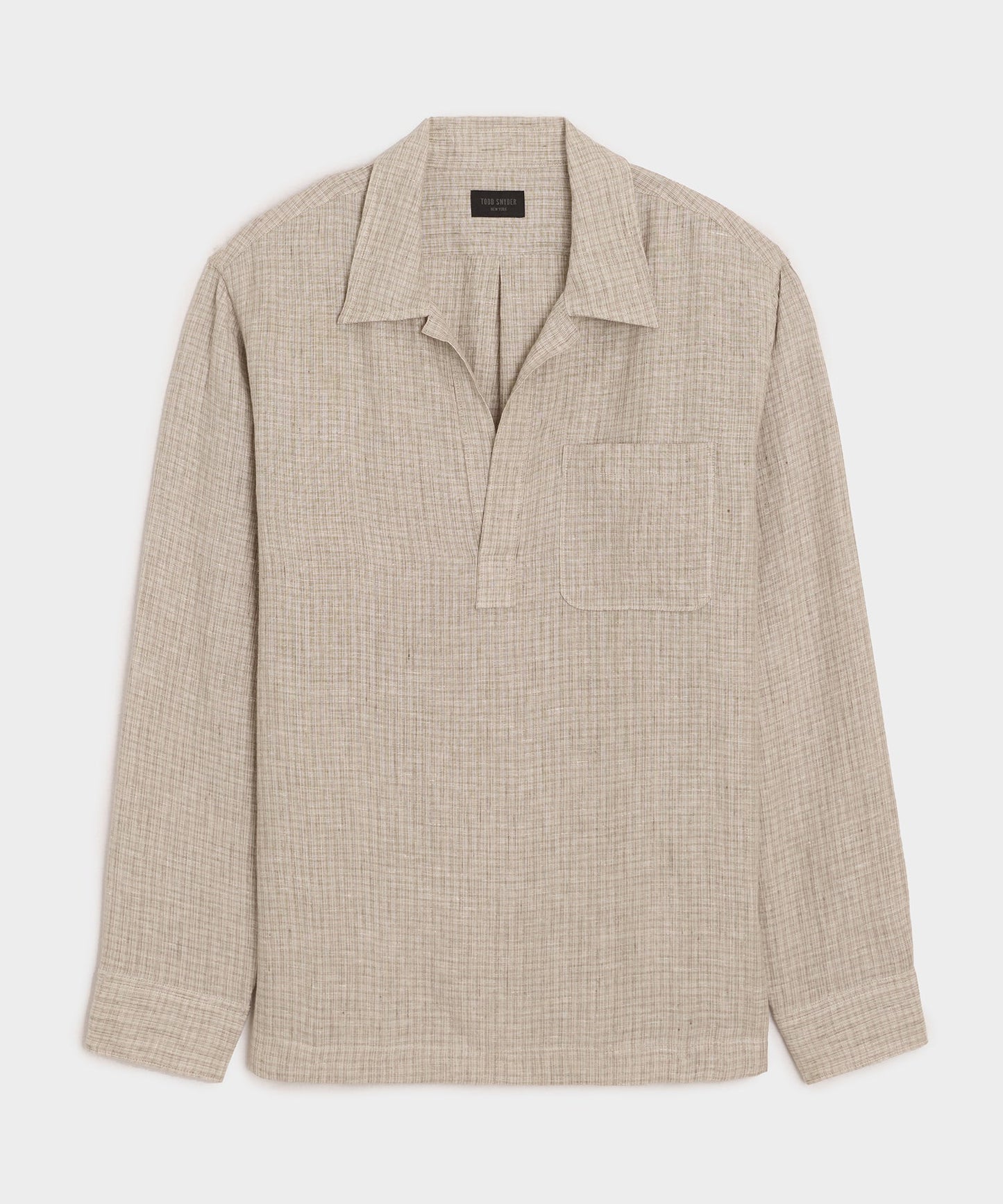 Todd Snyder Linen Popover Shirt in Tan Stripe Tan