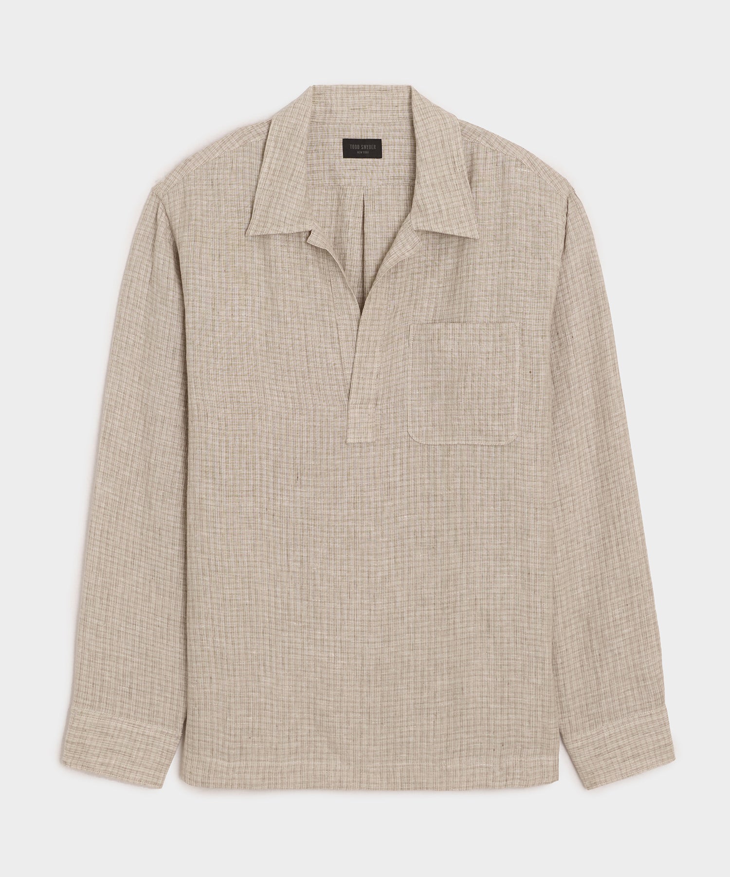 Todd Snyder Linen Popover Shirt in Tan Stripe Tan
