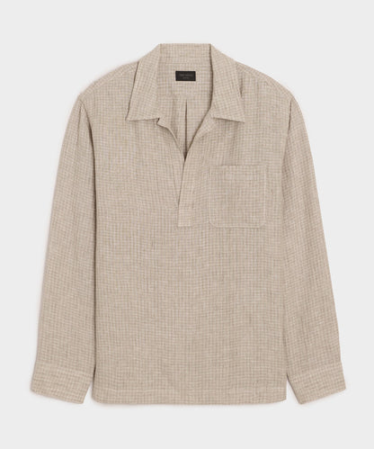 Todd Snyder Linen Popover Shirt in Tan Stripe Tan