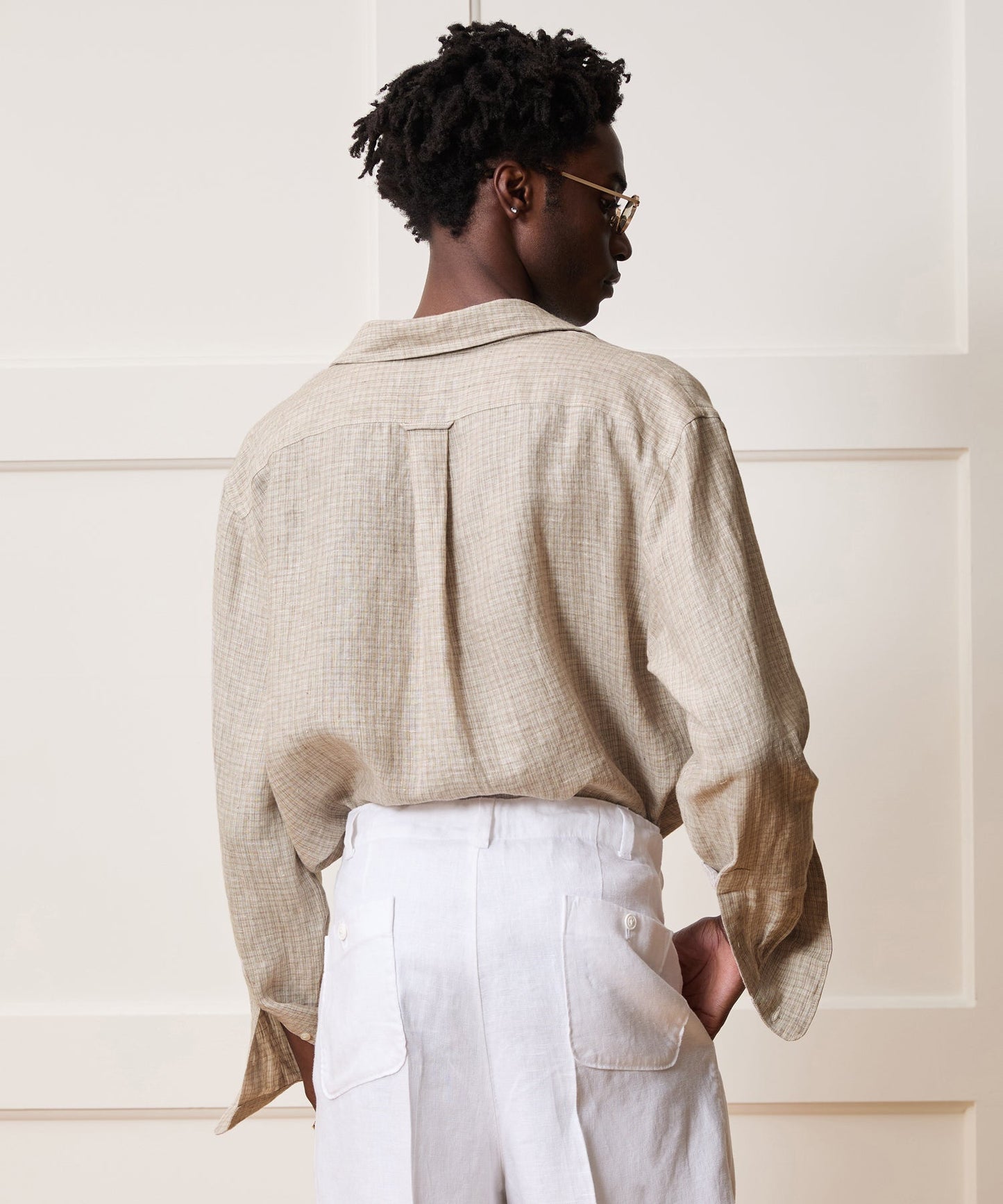 Todd Snyder Linen Popover Shirt in Tan Stripe Tan