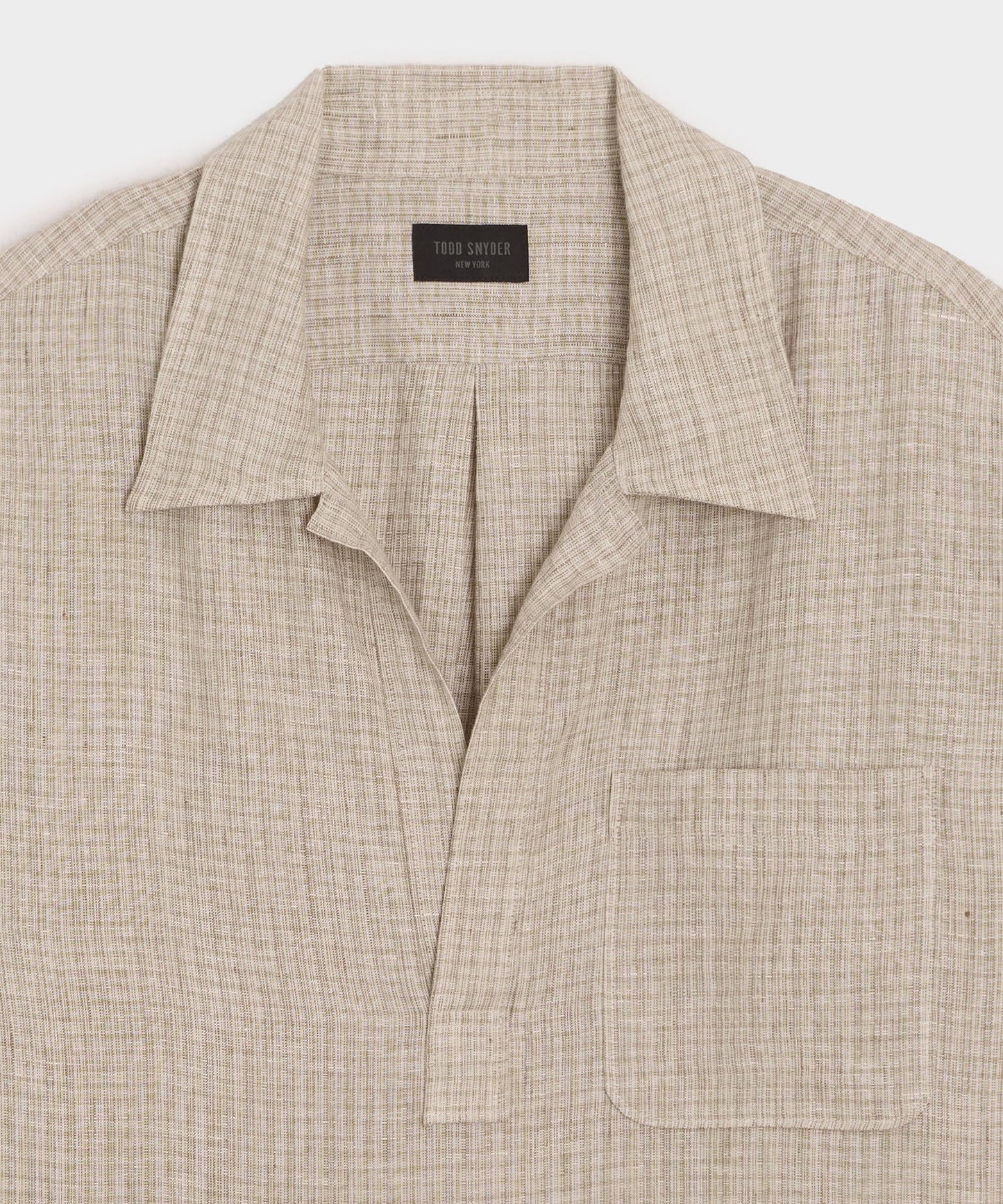 Todd Snyder Linen Popover Shirt in Tan Stripe Tan