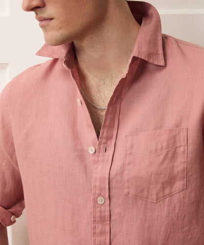 Todd Snyder Slim Sea Soft Irish Linen Point Collar Shirt in Blush Blush