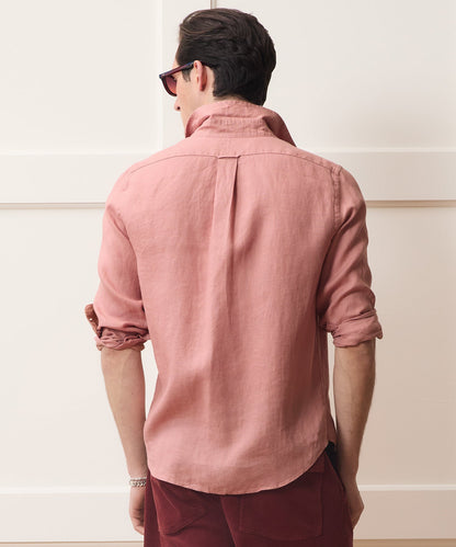 Todd Snyder Slim Sea Soft Irish Linen Point Collar Shirt in Blush Blush