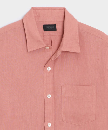 Todd Snyder Slim Sea Soft Irish Linen Point Collar Shirt in Blush Blush