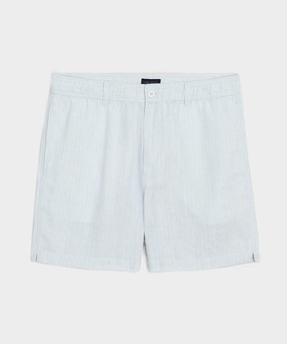 Todd Snyder 5" Linen Beachcomber Short in Light Indigo Stripe Light Indigo Stripe