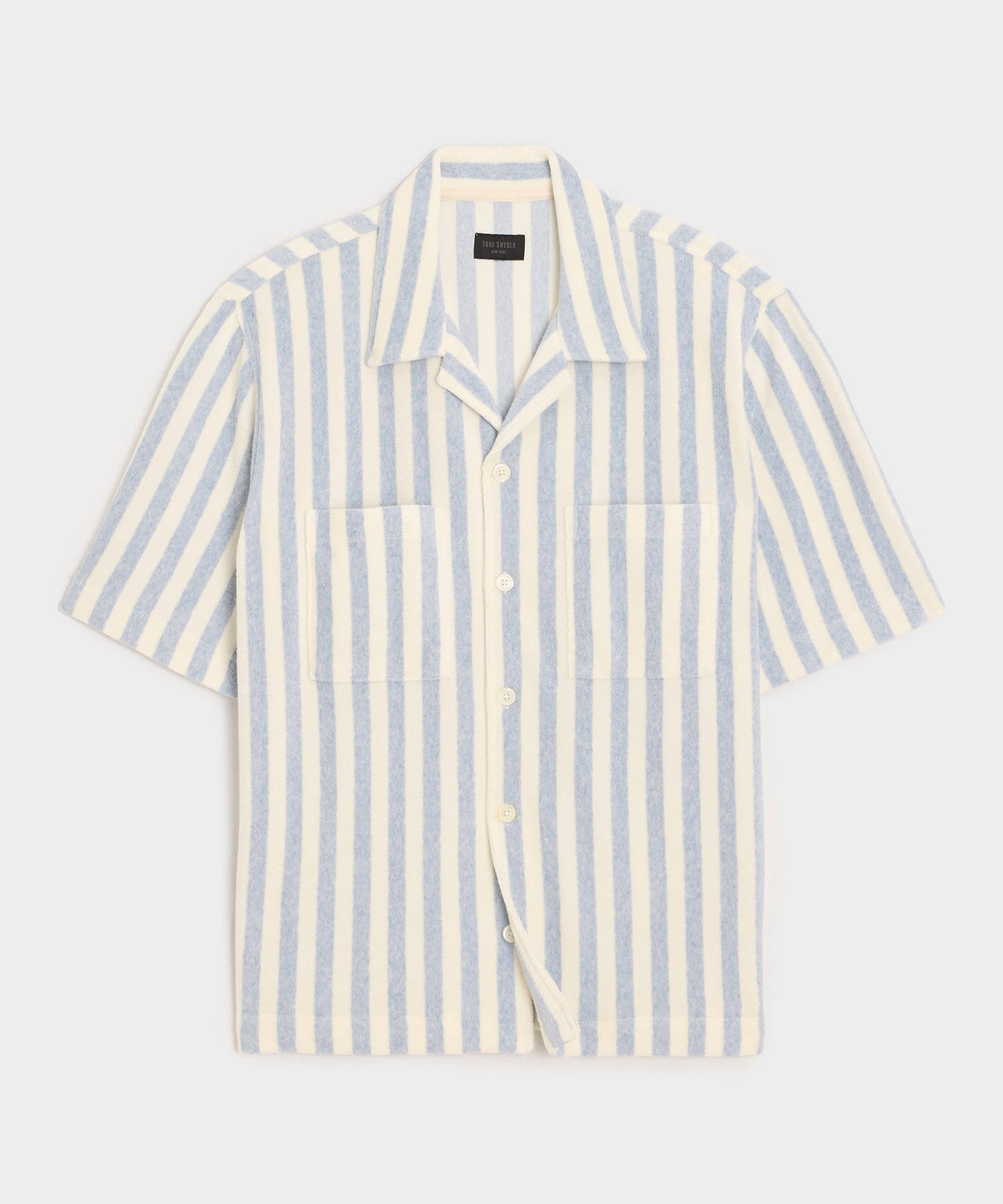 Todd Snyder Striped Terry Polo in Light Blue Stripe Light Blue