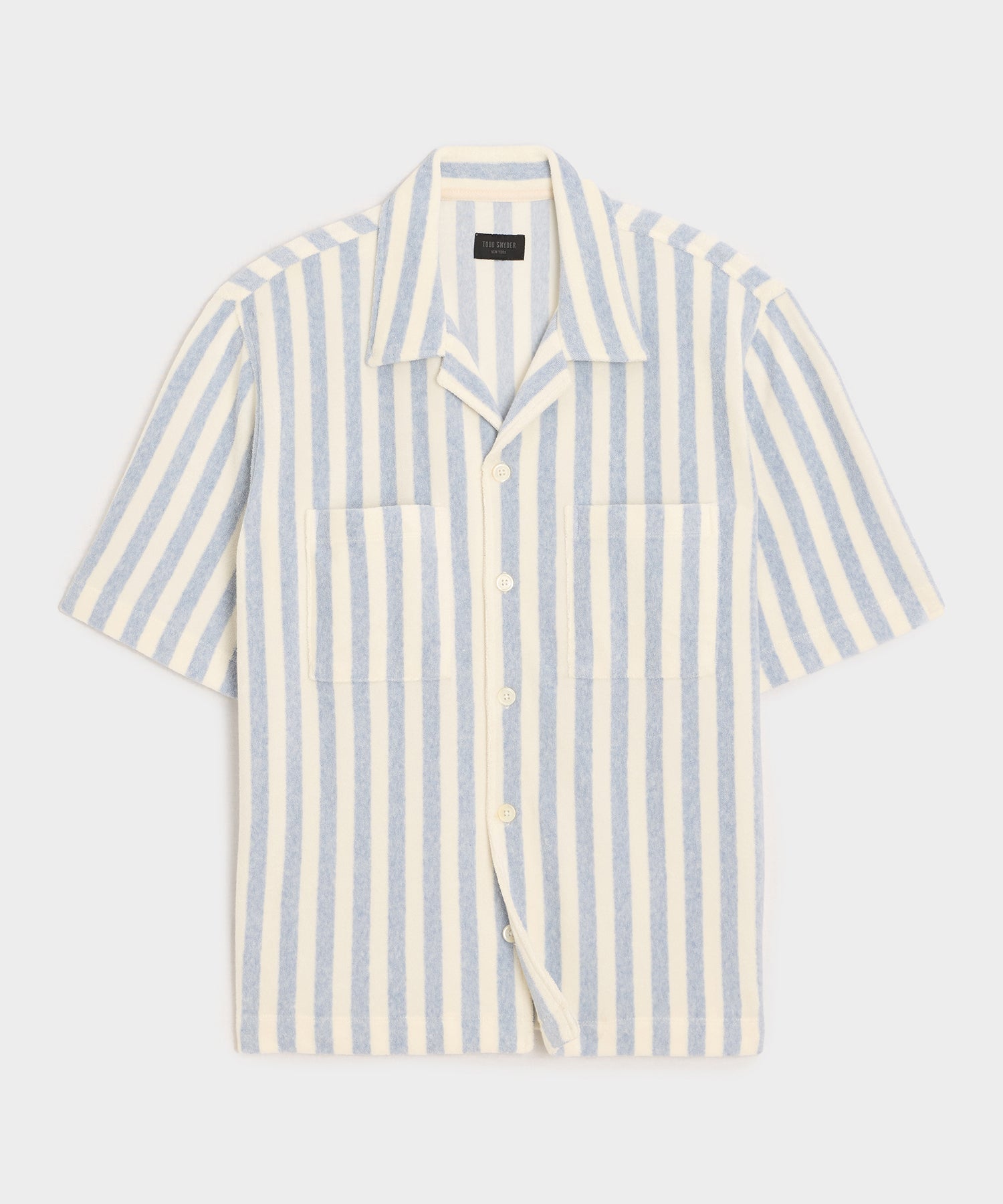 Todd Snyder Striped Terry Polo in Light Blue Stripe Light Blue