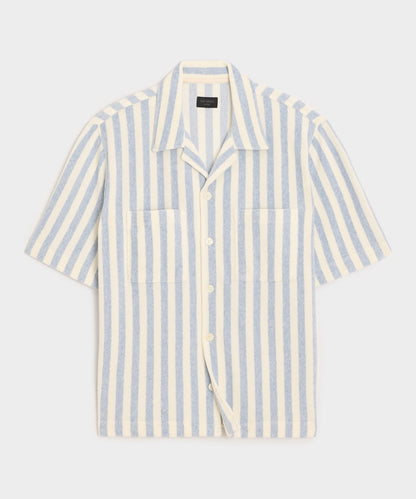 Todd Snyder Striped Terry Polo in Light Blue Stripe Light Blue