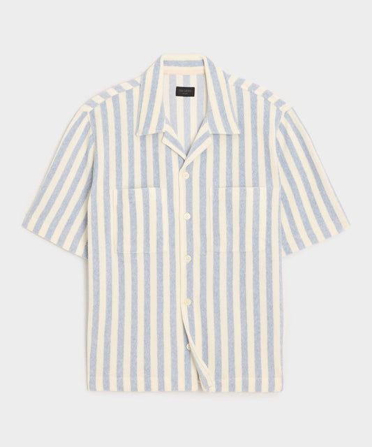 Todd Snyder Striped Terry Polo in Light Blue Stripe Light Blue