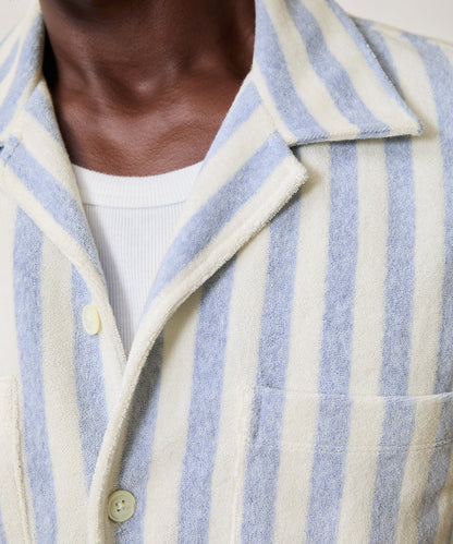 Todd Snyder Striped Terry Polo in Light Blue Stripe Light Blue