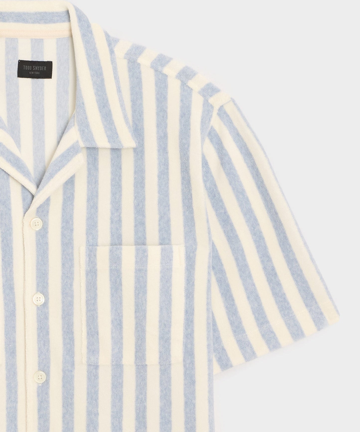 Todd Snyder Striped Terry Polo in Light Blue Stripe Light Blue