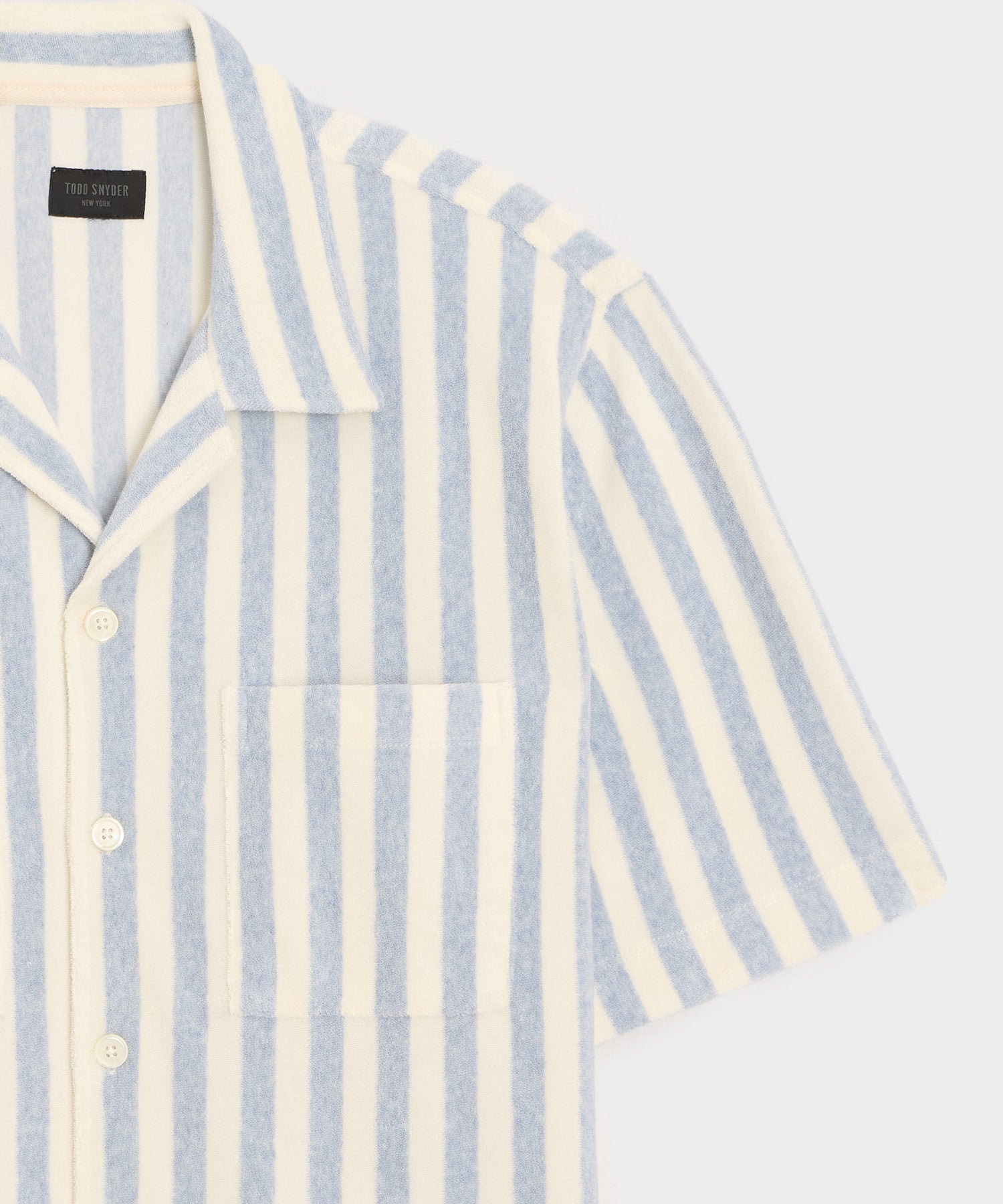 Todd Snyder Striped Terry Polo in Light Blue Stripe Light Blue