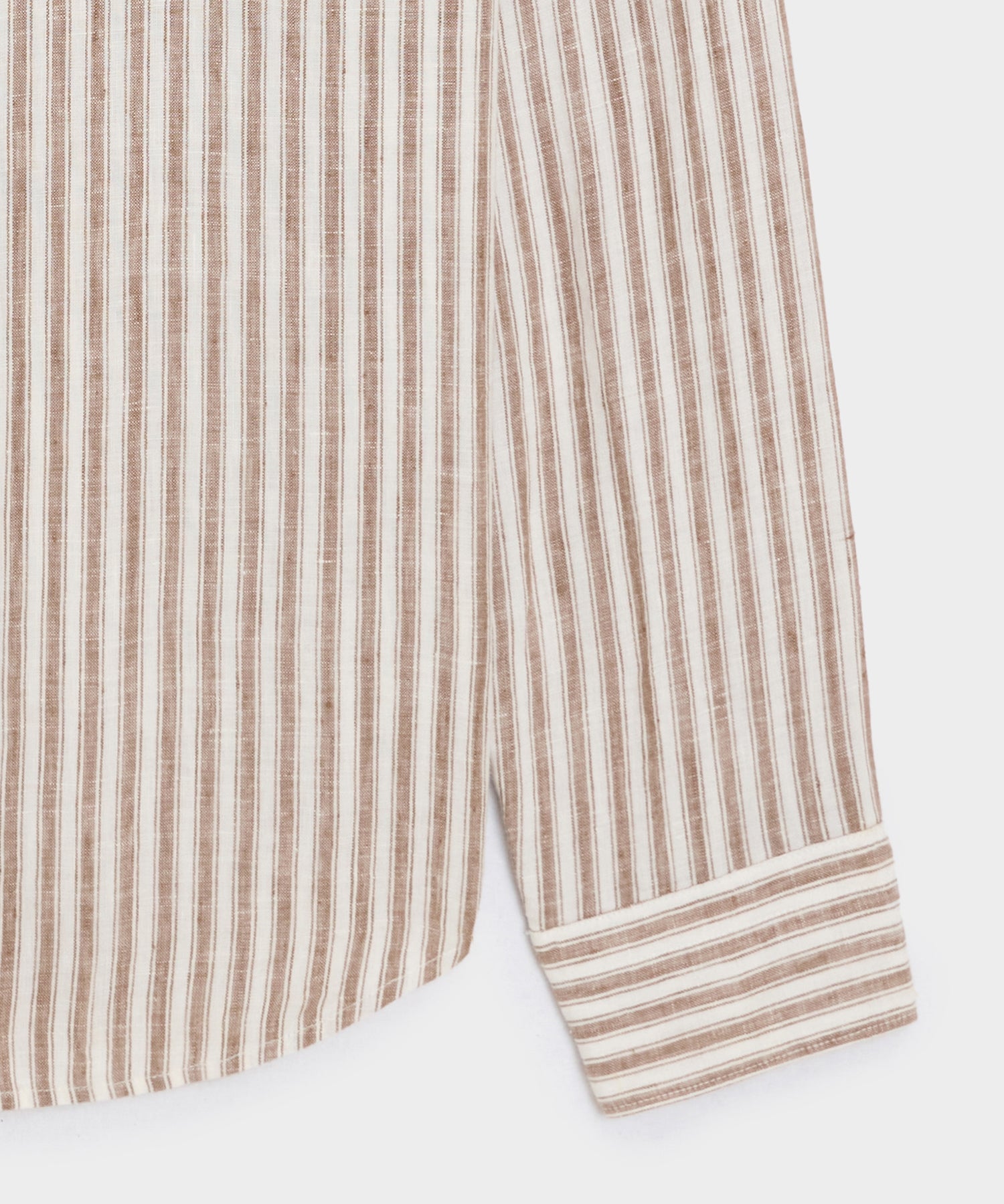 Todd Snyder Slim Sea Soft Linen Point Collar Shirt in Khaki Stripe Khaki Stripe