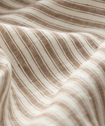 Todd Snyder Slim Sea Soft Linen Point Collar Shirt in Khaki Stripe Khaki Stripe