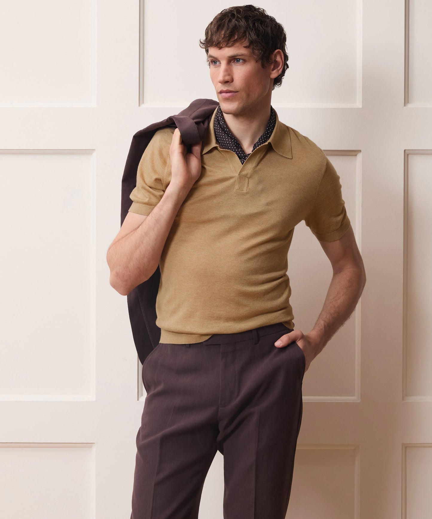 Todd Snyder Silk-Cashmere Montauk Sweater Polo in Beach Walk Beach Walk